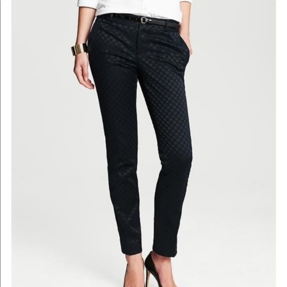 🌷 Banana Republic Black Ankle Pants Check Pattern Size 0